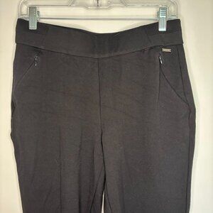 T TAHARI Pullon Ankle Pant Womens M Black Flat Front Ponte Stretch